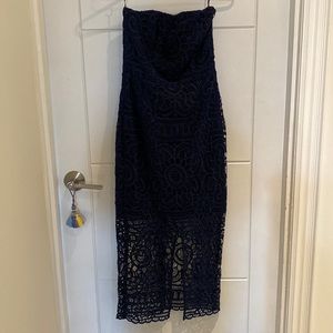 Nicholas navy blue lace strapless dress Size 2